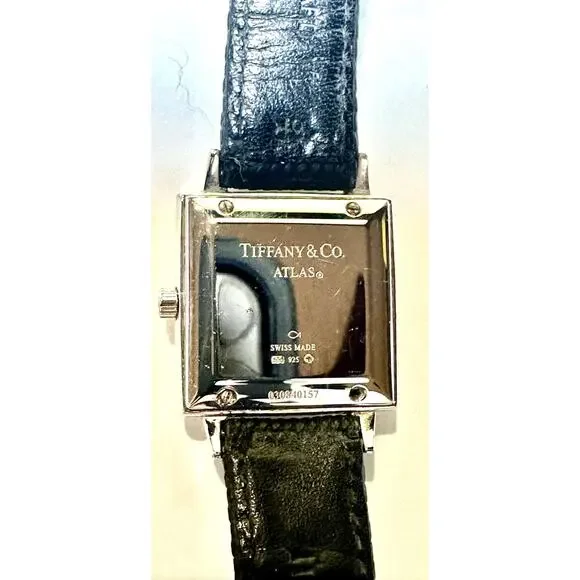 Tiffany Atlas Sterling Silver Ladies Watch Roman Numerals Lizard Strap Very Good m_6902c2d1e9c77d9ac4157840.jpeg main image 2